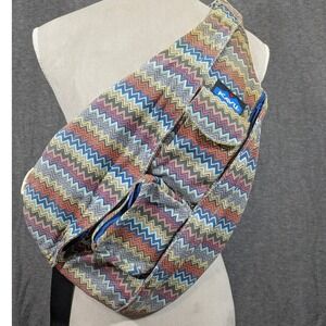 Kavu Limited Edition Rope Crossbody Sling Bag Southwestern Stripes Blue Orange